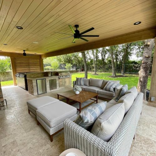 Upgrade your backyard ambiance** by incorporating elegant pergolas, snug patio covers, and subtle ambient lighting in Denton County 75068