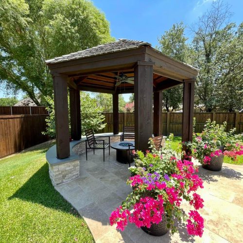 Enhance your patio lifestyle featuring chic pergolas, warm patio covers, and calming ambient lighting in Copper Canyon 75077