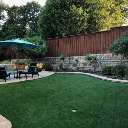Outdoor space and pristine turf in Frisco 75033