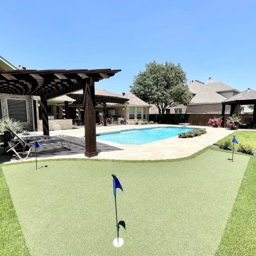 Outdoor space and pristine turf in Denton County 75068