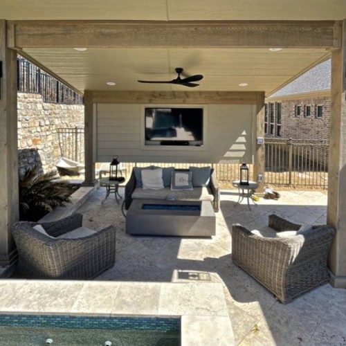 Indulge in outdoor comfort with pergolas, patios, and lighting in Argyle 76226