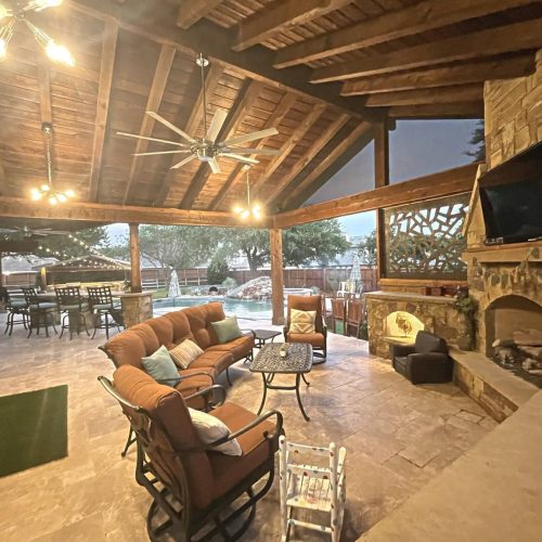 Relax in your backyard with pergolas, patios, and lighting in Highland Village 76226