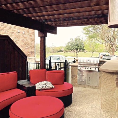 Unwind in your outdoor sanctuary with pergolas, patios, and lighting in Lewisville 75056