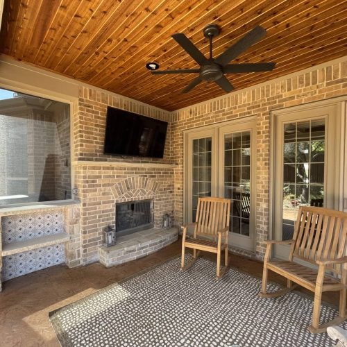 Create a sophisticated outdoor retreat** with elegant pergolas, comfortable patio covers, and gentle ambient lighting in Lewisville 75027