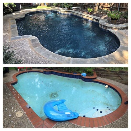 Inviting pool deck remodel with travertine pavers in Flower Mound 75028