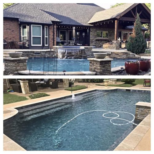 Inviting pool deck with travertine pavers in North Lake 76262